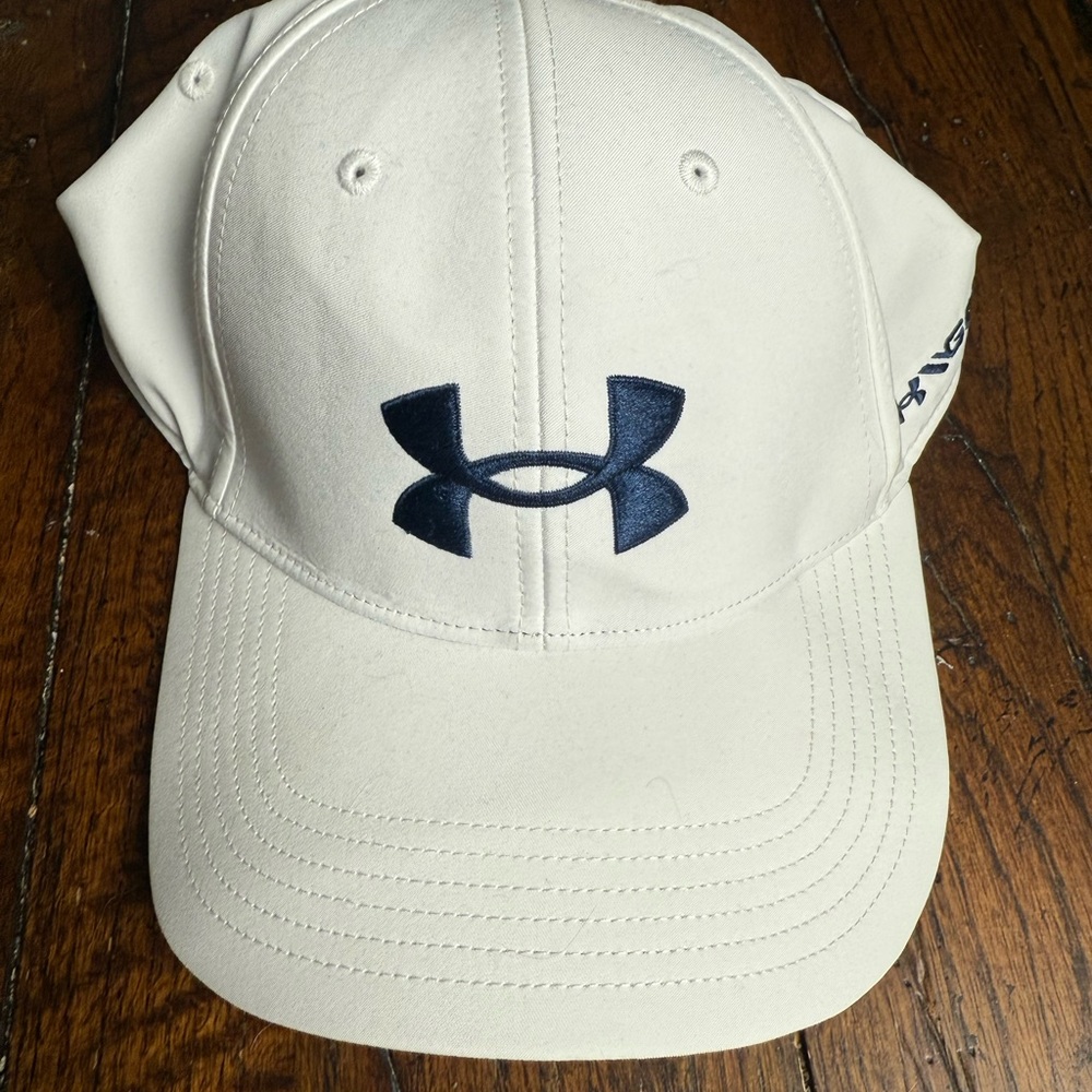 Under Armour Cream Cap with‎ Dark Blue Logo